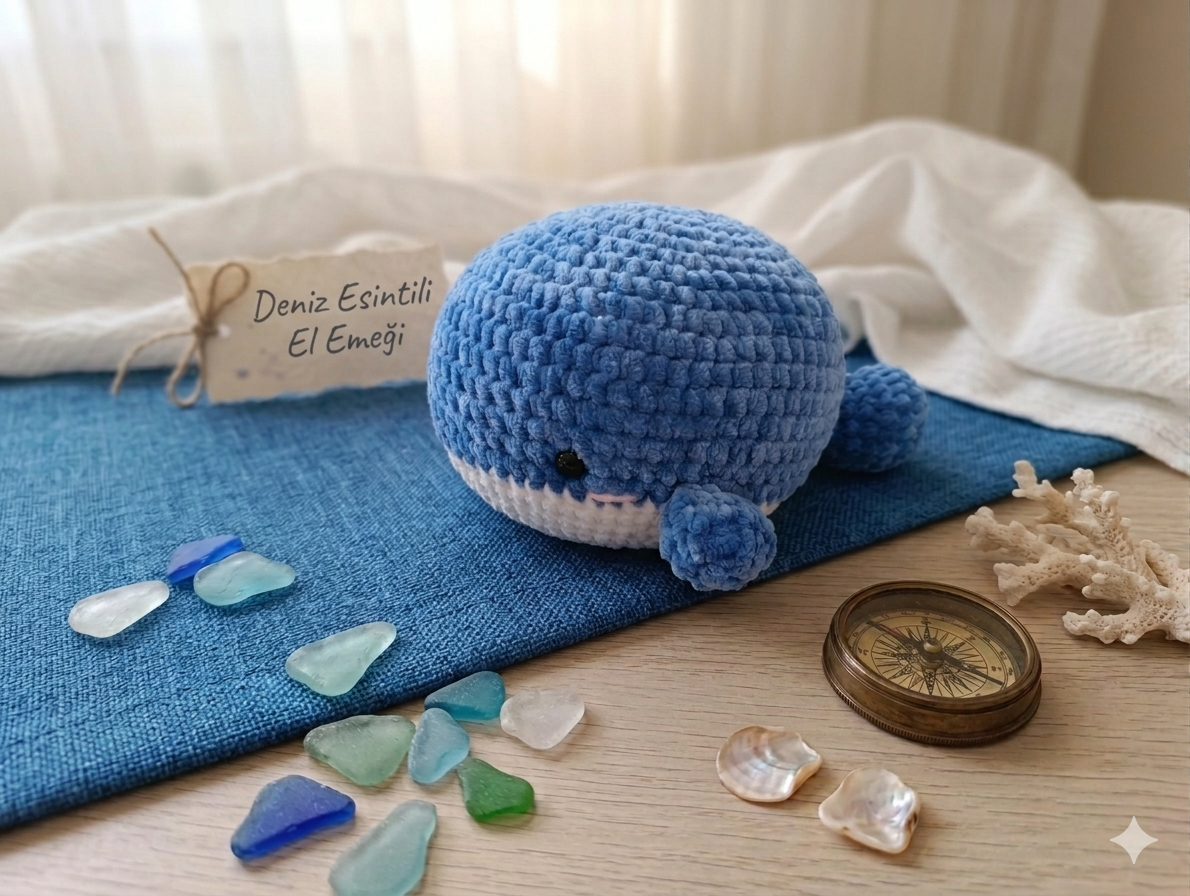 Deniz Esintili Kadife Amigurumi Balina 🐳